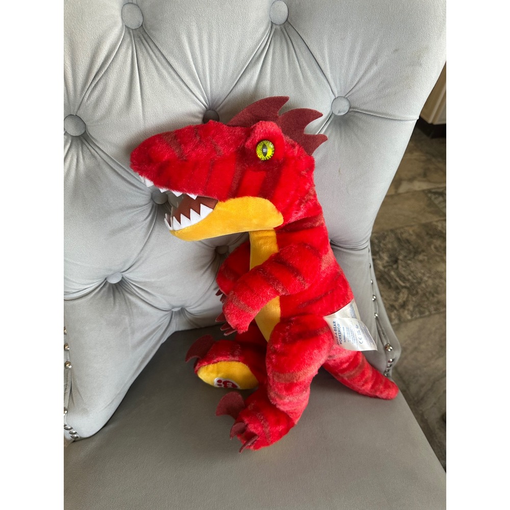 Build-A-Bear Workshop Red Striped T-Rex Dinosaur Plush 15 Inch Stuffed AnimalEUC